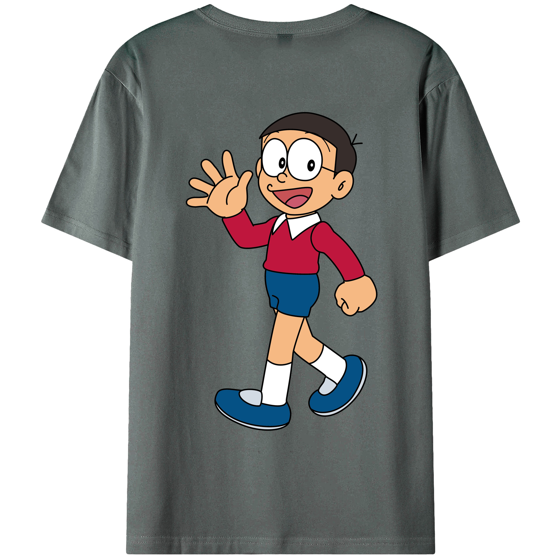 （画像用） ドラえもん 野比 のび太 Doraemon Nobita Nobi 綿100％ メンズ半袖Tシャツ（バックプリント） 通気性